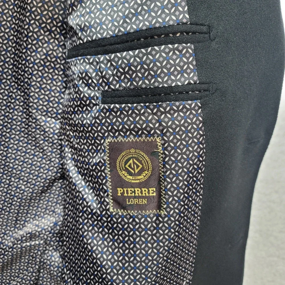 Pierre Loren Blazer Classic Fit Sport Coat Jacket Black 52R W/Suit Bag & Hanger